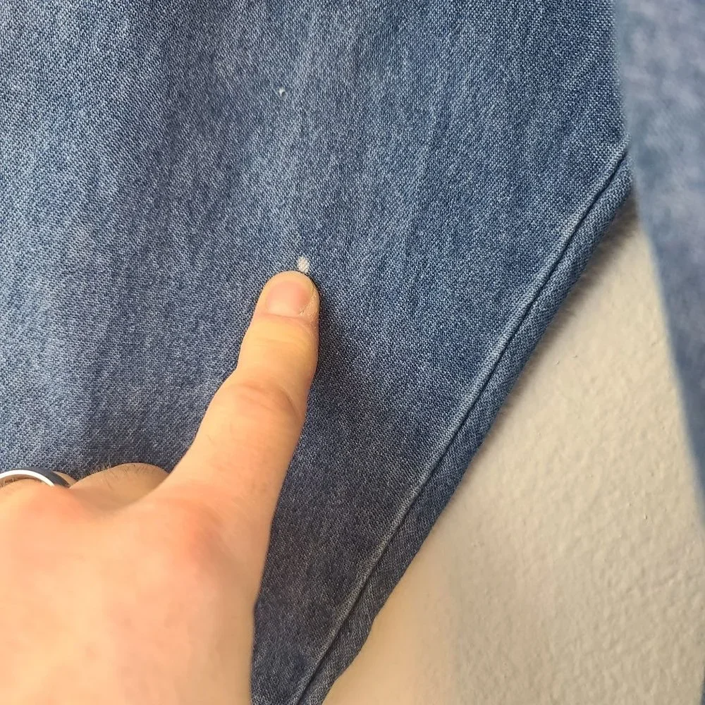 Bridge Vintage 90s Womens Sz M Floral Embroidered Denim Pearl Shirt Jacket Rodeo - Picture 9 of 9